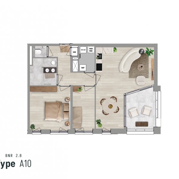 Appartement type A10 (verdieping 2-3), bouwnummer 2.8